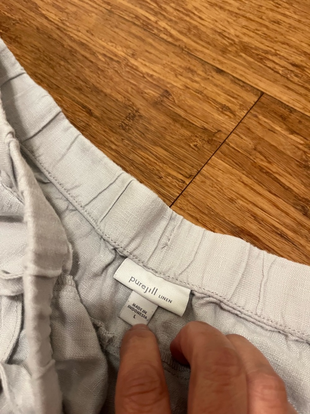 Pure Jill J. Jill Linen Drawstring Elastic Waist Cropped Pants w/ Pockets. Large - Picture 9 of 12